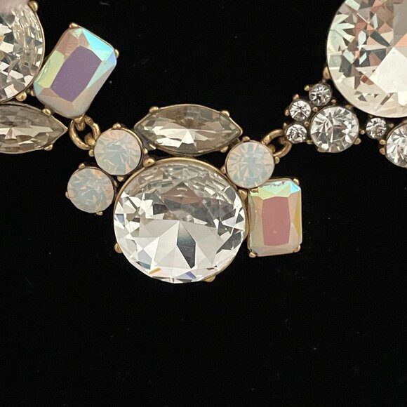 NWT J. Crew Clear Crystal Aurora Borealis Lavender Ribbon Statement Necklace 18" - Picture 4 of 7